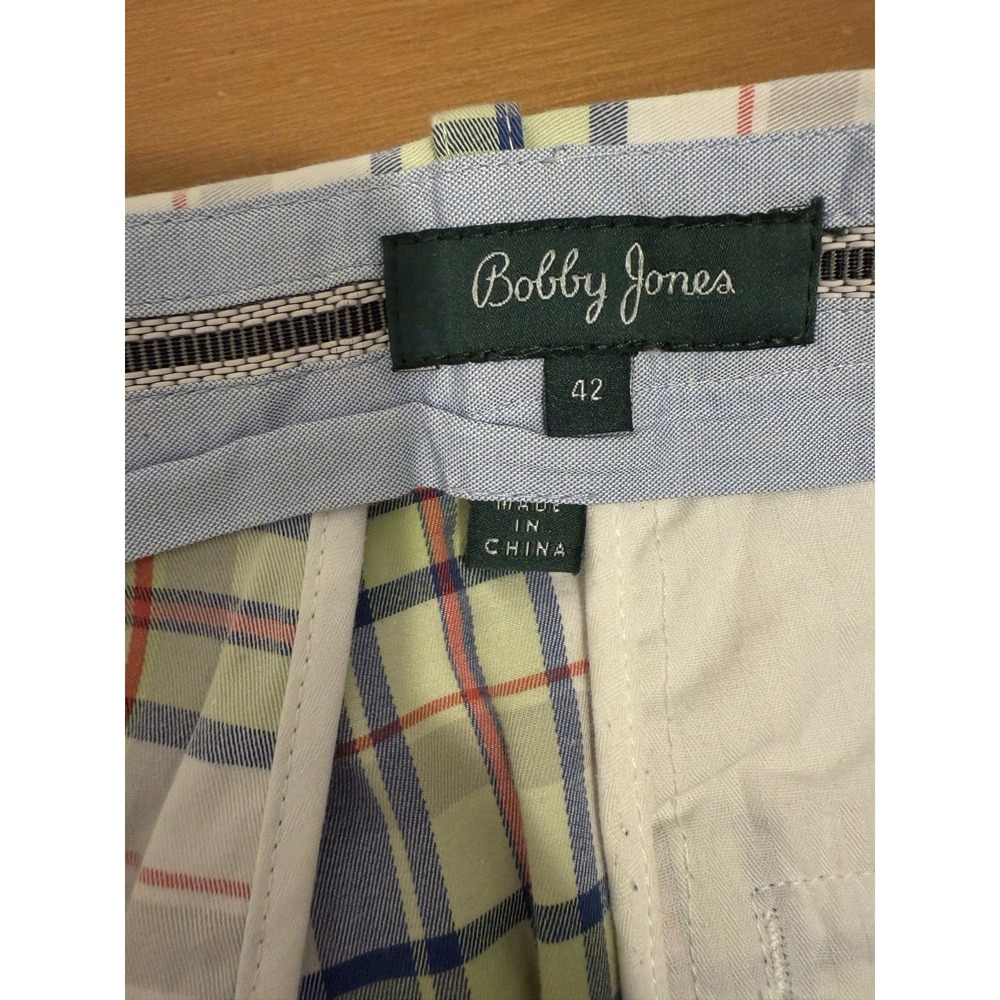 Bobby‎ Jones Men's Flat Front Chino Shorts Blue/Green Plaid Sz 42 - Picture 3 of 4